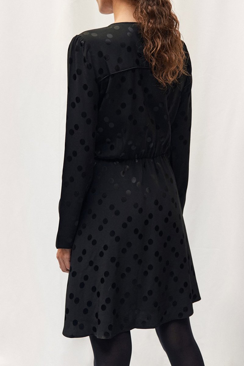 Polka Dot Shift Dress - Black