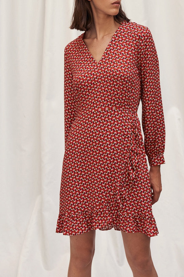Robe Fleurie Volantée - Rouge
