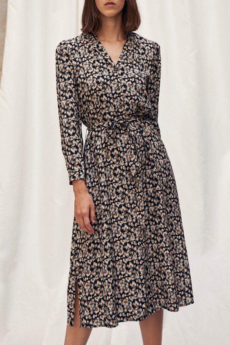 Robe Midi - Noir Et Écru