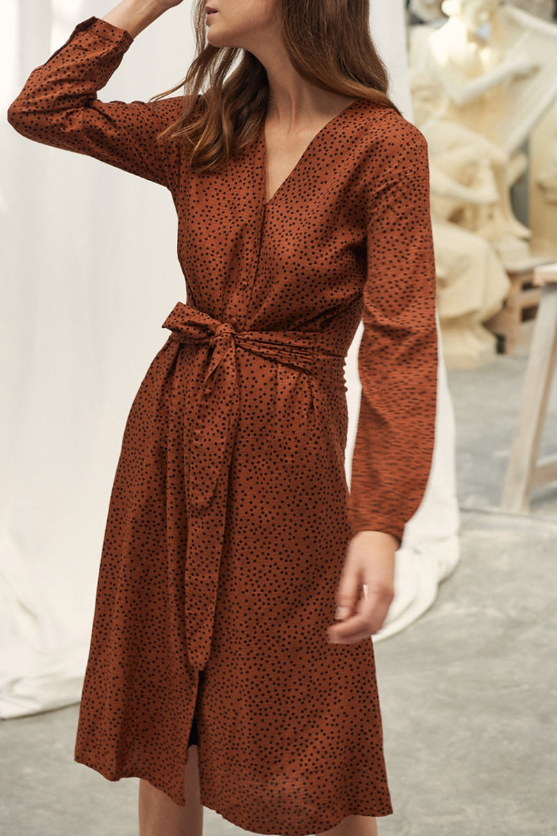 Robe Midi À Pois - Roux