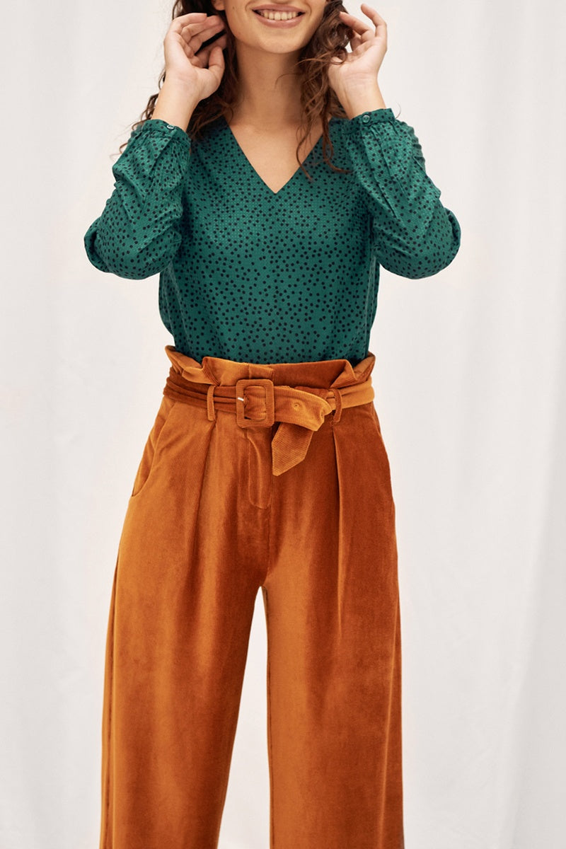 Polka Dot Blouse - Duck Blue