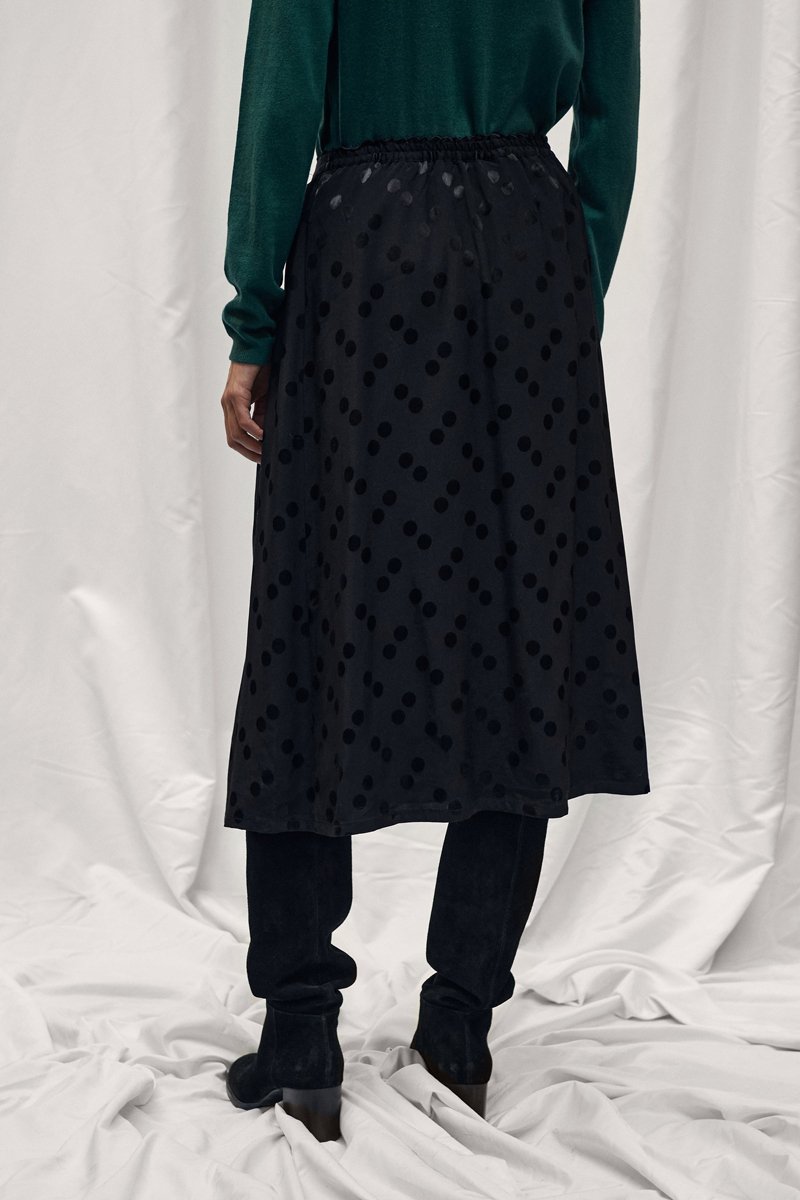 Jupe Midi À Pois - Noir
