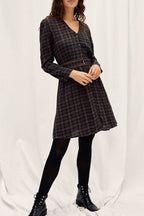 Robe Chemise À Carreaux - Bleu Canard Foncé