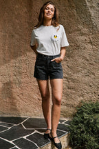 Shorts vaqueros de talle alto Ione - Gris oscuro