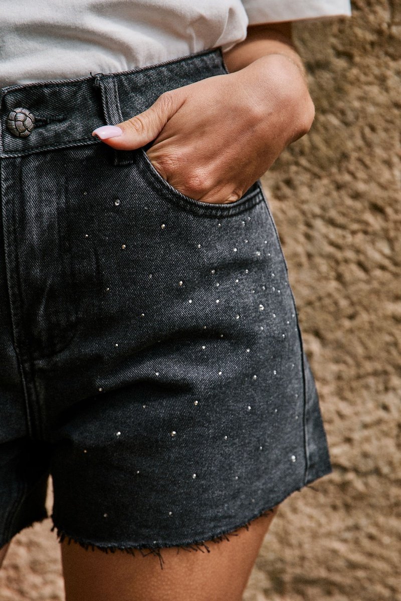 Shorts vaqueros de talle alto Ione - Gris oscuro