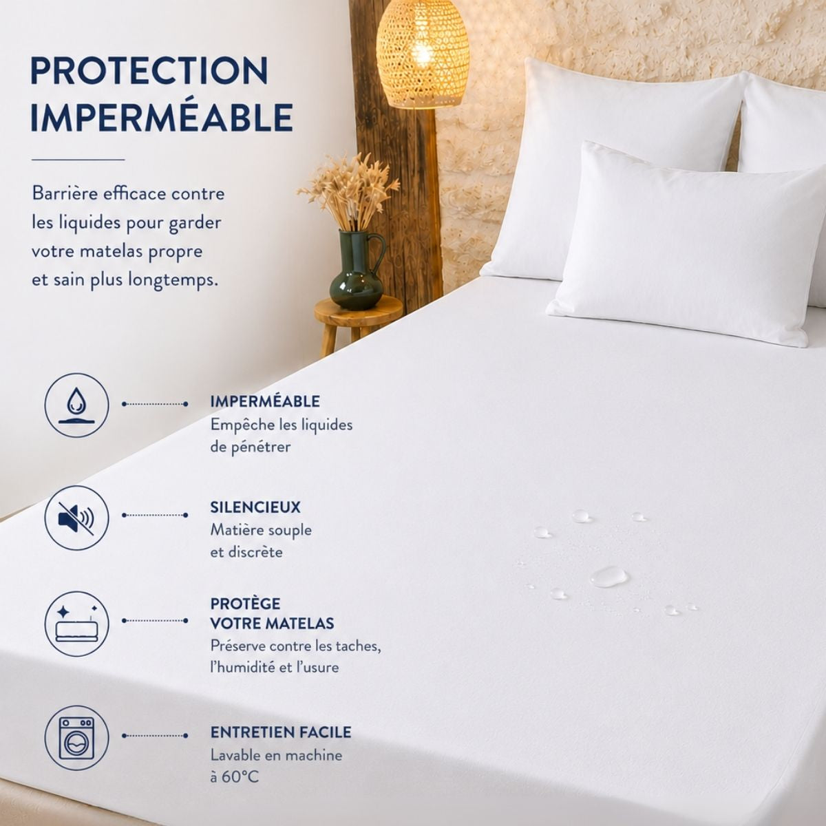 Uni Molleton Plast - Drap Housse - Blanc