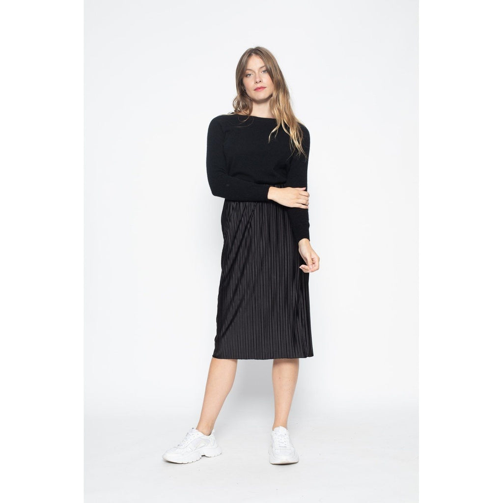 Open-Back Boat Neck Cashmere Jumper Leslie Black, 100% Cashmere, 2-Ply, Jersey - Women