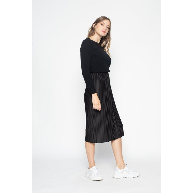 Pull Col Bateau Dos Ouvert Leslie Noir, 100% Cachemire, 2 Fils, Jersey - Femme
