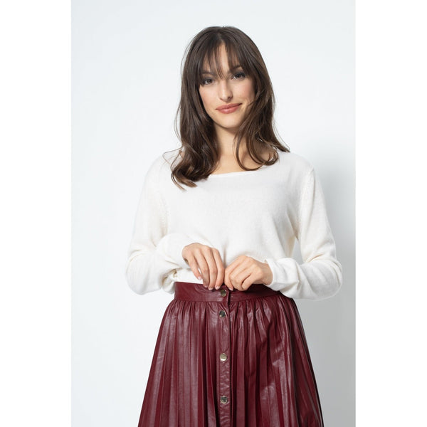 Pull Col Bateau Loose Lanfon Ivoire, Jersey, 100% Cachemire, 2 Fils - Femme