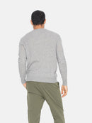 Pull Col Rond Aigliêre Gris Chiné, Jersey, 100% Cachemire, 2 Fils - Homme