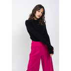 Jersey Cuello Redondo Bella Negro, Canalé Tradicional, 100% Cachemira, 2 Hilos - Mujer