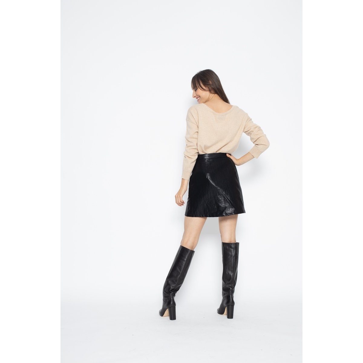 Pull Col Rond Oversize Faraut Beige, Jersey, 100% Cachemire, 2 Fils - Femme