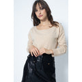 Pull Col Rond Oversize Faraut Beige, Jersey, 100% Cachemire, 2 Fils - Femme