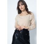 Pull Col Rond Oversize Faraut Beige, Jersey, 100% Cachemire, 2 Fils - Femme