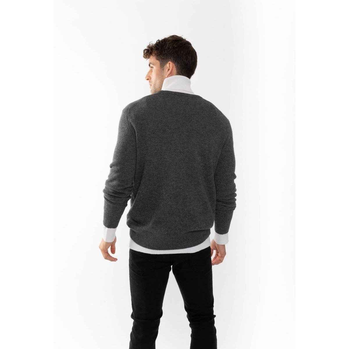 Jersey Cuello Redondo Viktor Gris Oscuro, Jersey, 100% Cachemira, 4 Hilos, 320 Gr - Hombre