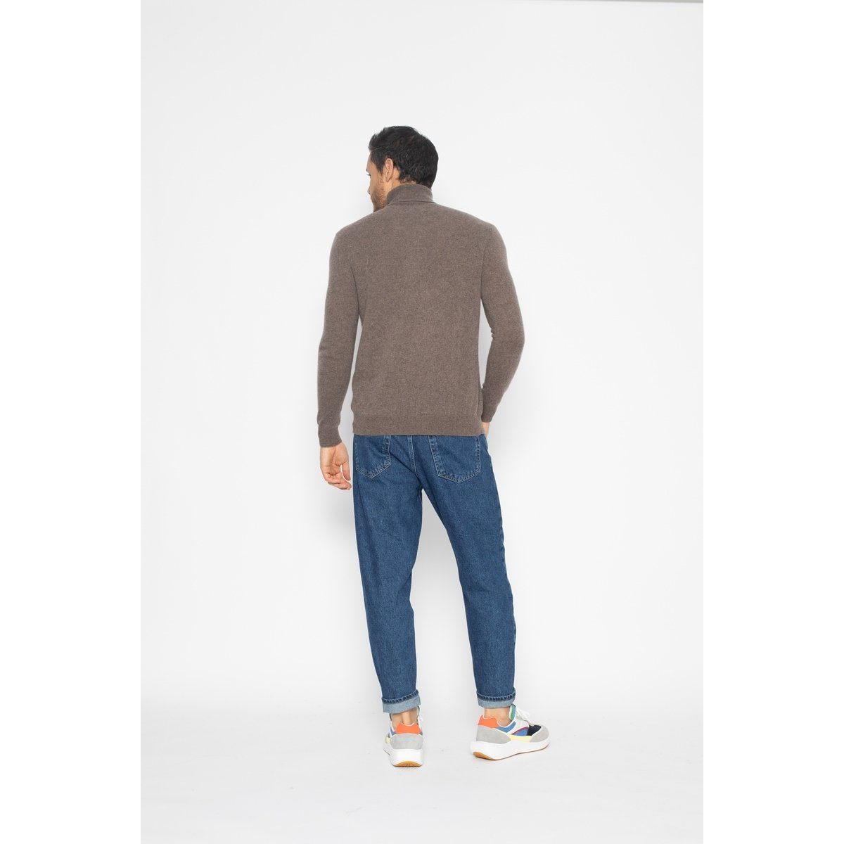 Jersey de cuello alto Bange Taupe, Jersey, 100% Cachemira, 2 hilos - Hombre