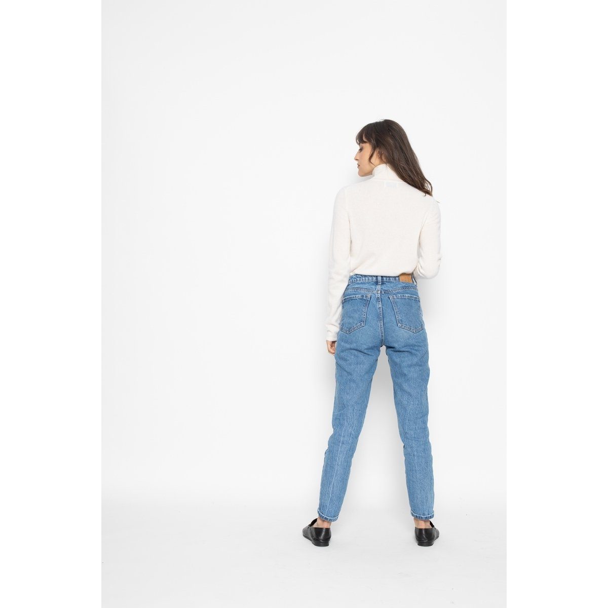 Ivory Bise Turtleneck Sweater, Jersey, 100% Cashmere, 2 Yarns - Women