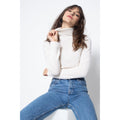 Ivory Bise Turtleneck Sweater, Jersey, 100% Cashmere, 2 Yarns - Women
