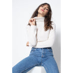 Ivory Bise Turtleneck Sweater, Jersey, 100% Cashmere, 2 Yarns - Women