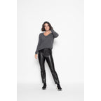 Pull Col V Galise Gris Sombre, Jersey, 100% Cachemire, 2 Fils - Femme