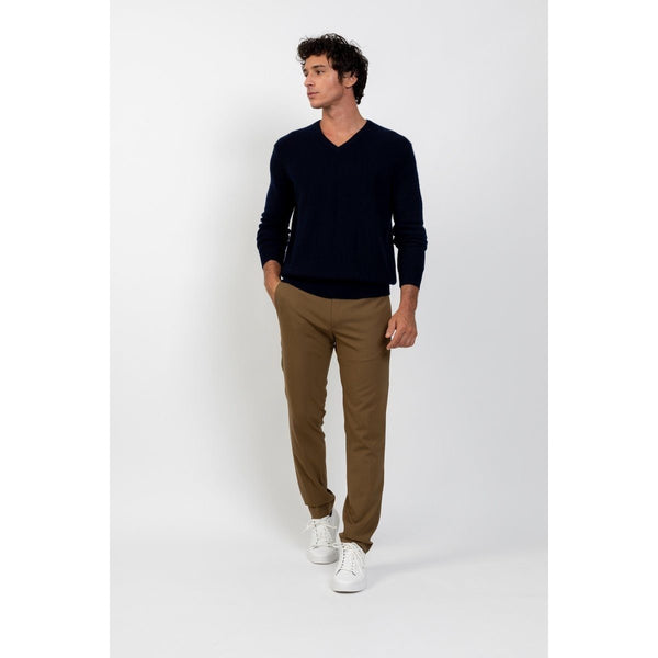 Pull Col V Victor Marine, Jersey, 100% Cachemire, 4 Fils, 332 Gr - Homme