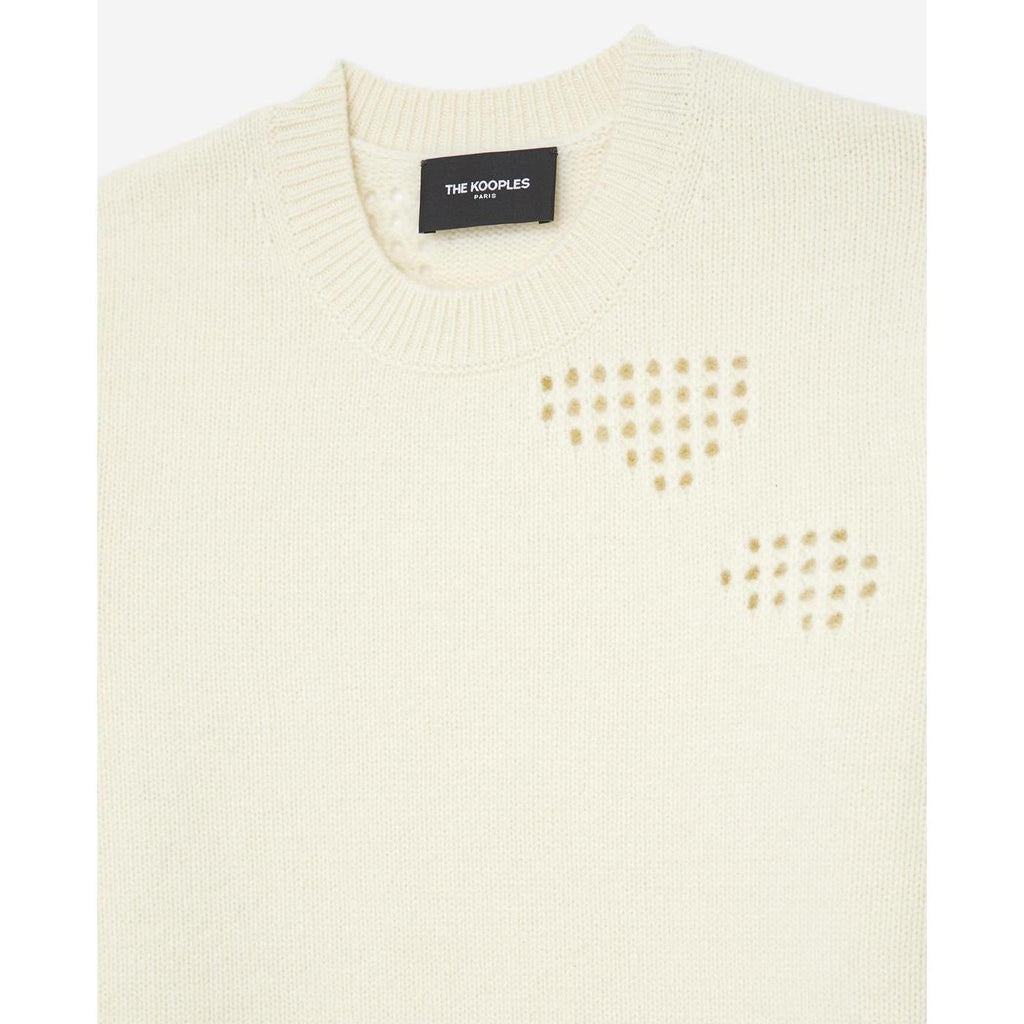 The Kooples - Pull Fin Laine Écru À Détail Texturé - Femme