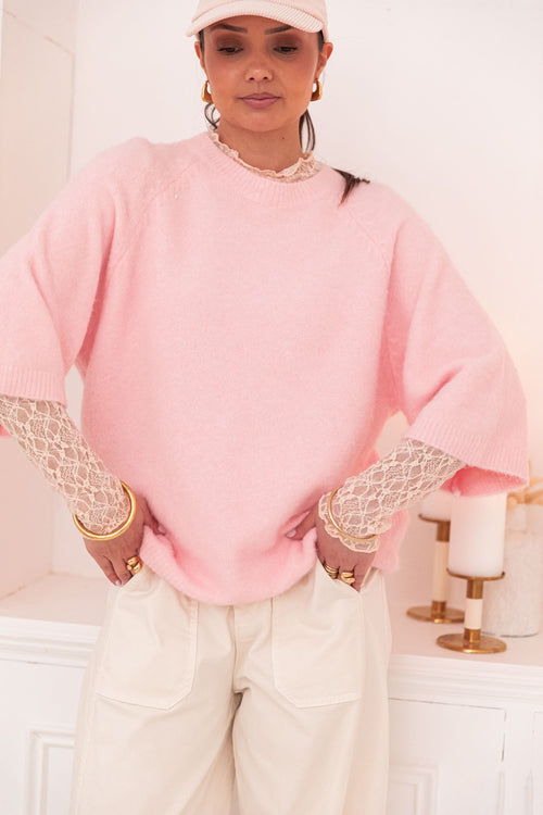 HONORINE Rosé Poudré - Jersey de lana