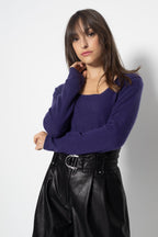 Jersey de Cuello Barco Malva, Jersey, 100% Cachemira, 2 Hilos - Mujer
