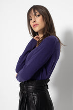 Jersey de Cuello Barco Malva, Jersey, 100% Cachemira, 2 Hilos - Mujer