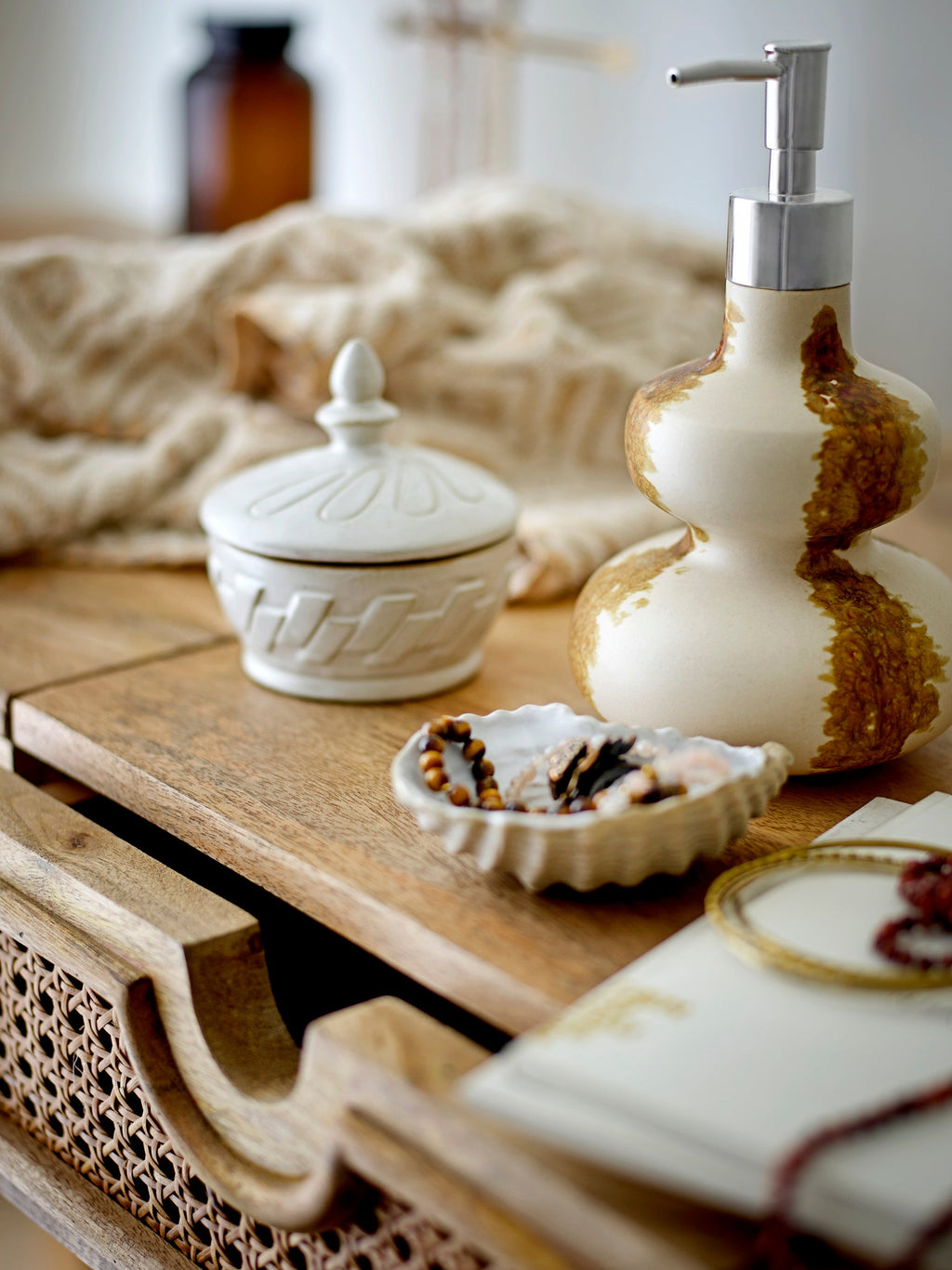 Pauline - Set of 4 Jars With Lid - Natural - Stoneware