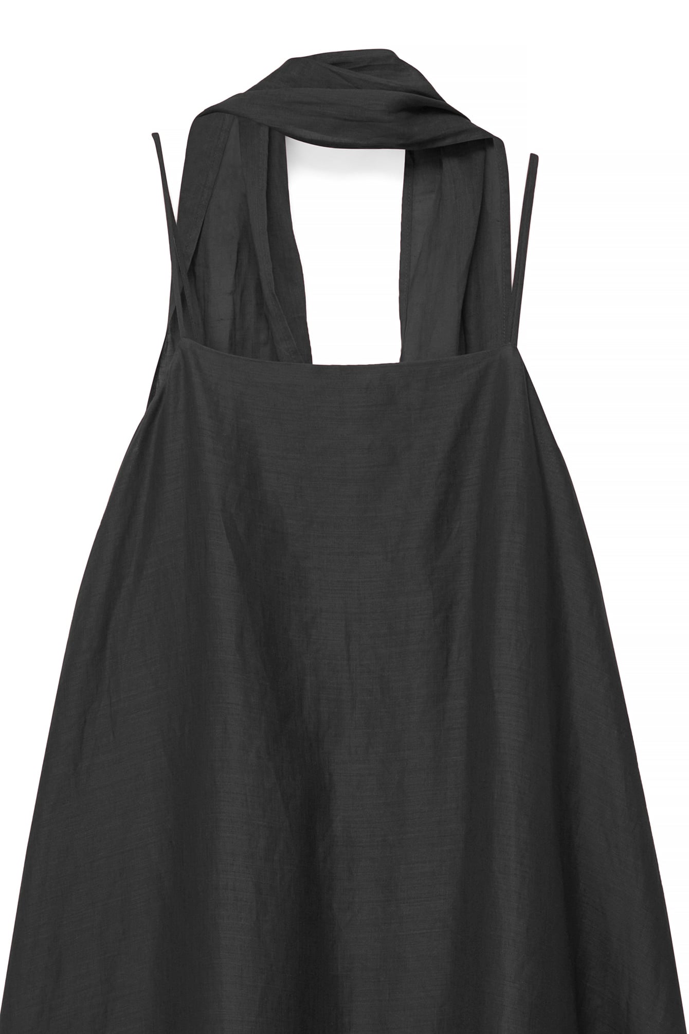 Robe Mi-Longue En Ramie Avec Écharpe Noir