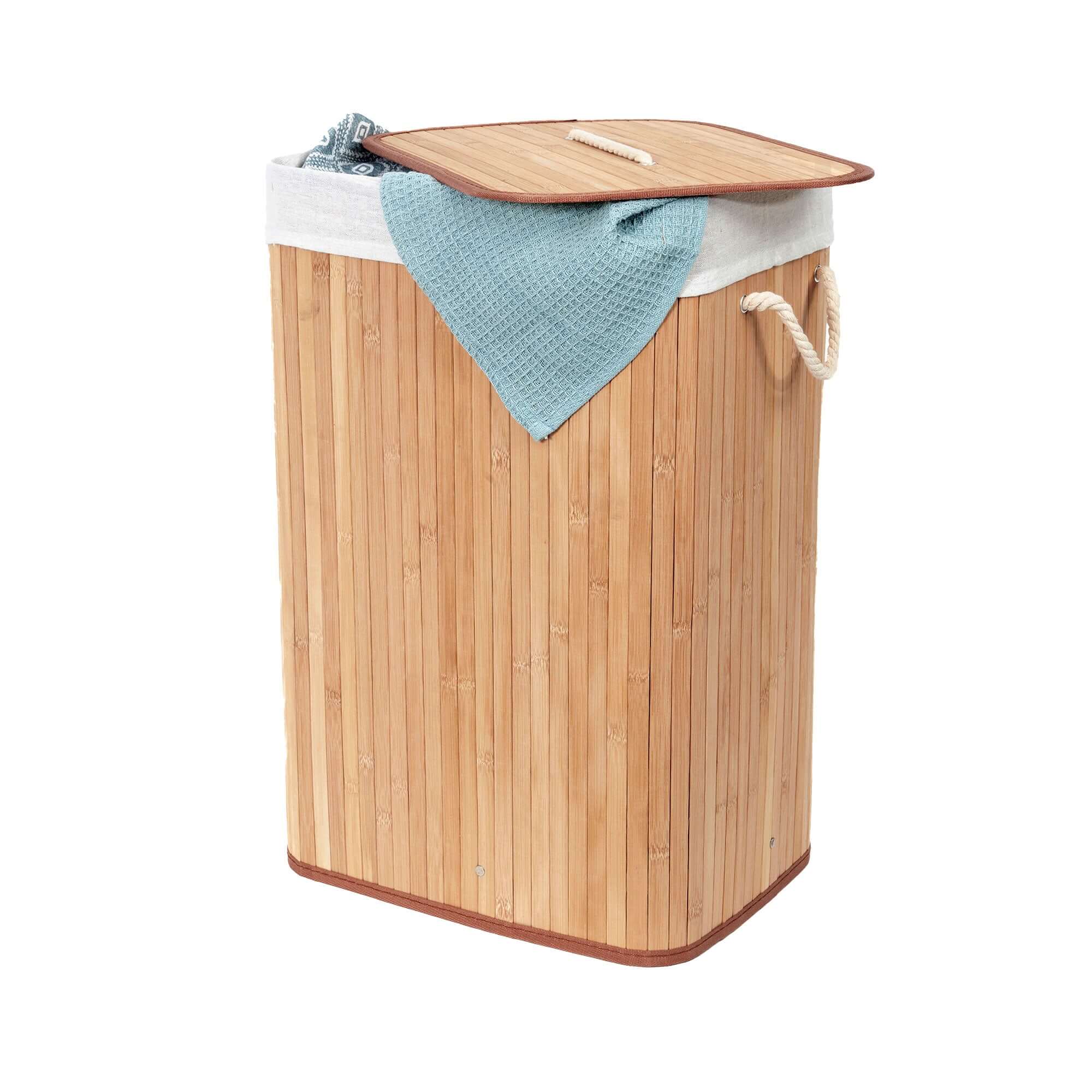 Panier À Linge Rectangulaire En Bambou