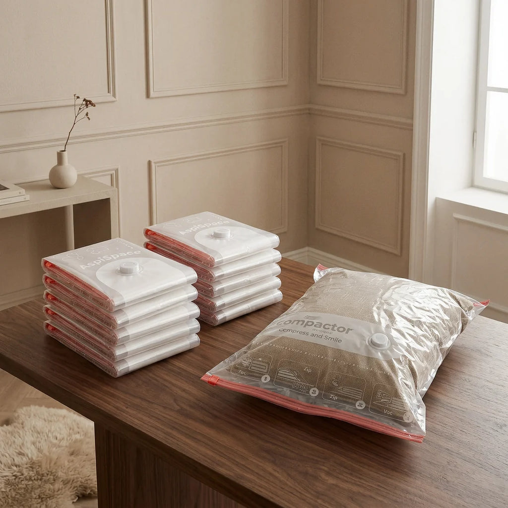 Lot 10 Sacs Rangement Sous Vide Aspispace - 2 Tailles