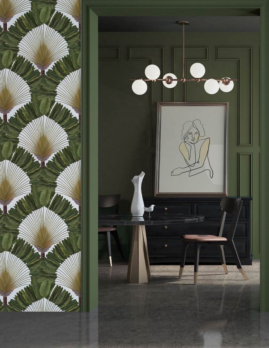 Rollo de Papel Pintado Ravinala - Vert Lichen