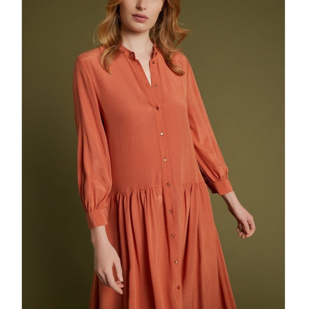 Robe-Chemise Longue - Brique - Femme