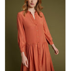 Robe-Chemise Longue - Brique - Femme