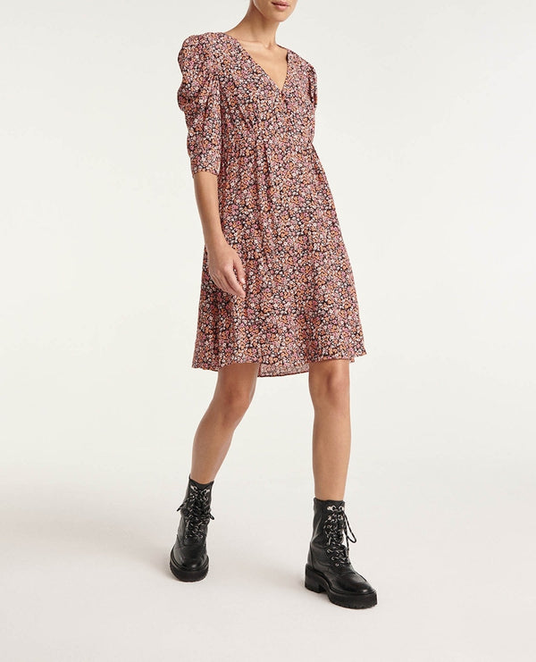 The Kooples - Vestido Corto Estampado Con Hombros Fruncidos - Mujer