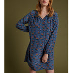 Vestido Estampado Bayas - Azul Estampado Bayas - Mujer