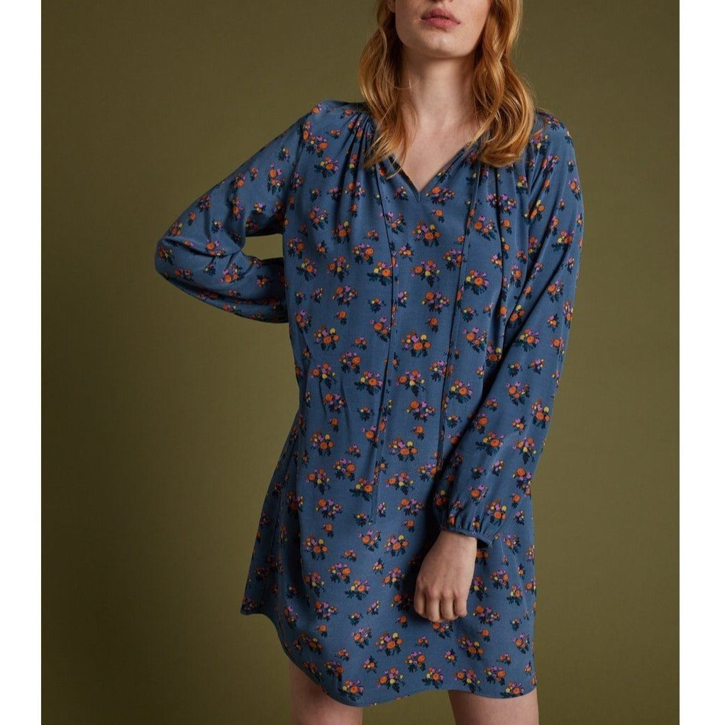Vestido Estampado Bayas - Azul Estampado Bayas - Mujer