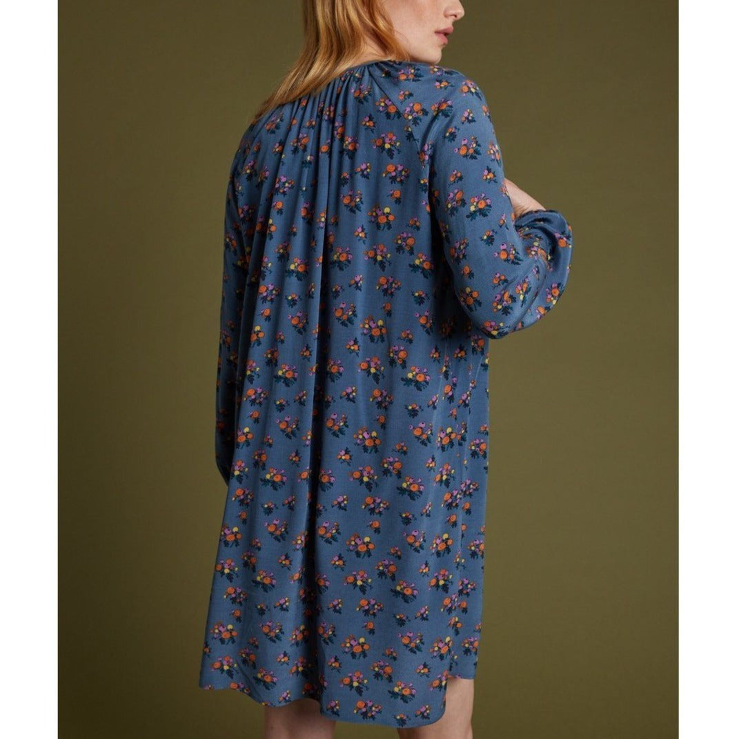 Vestido Estampado Bayas - Azul Estampado Bayas - Mujer