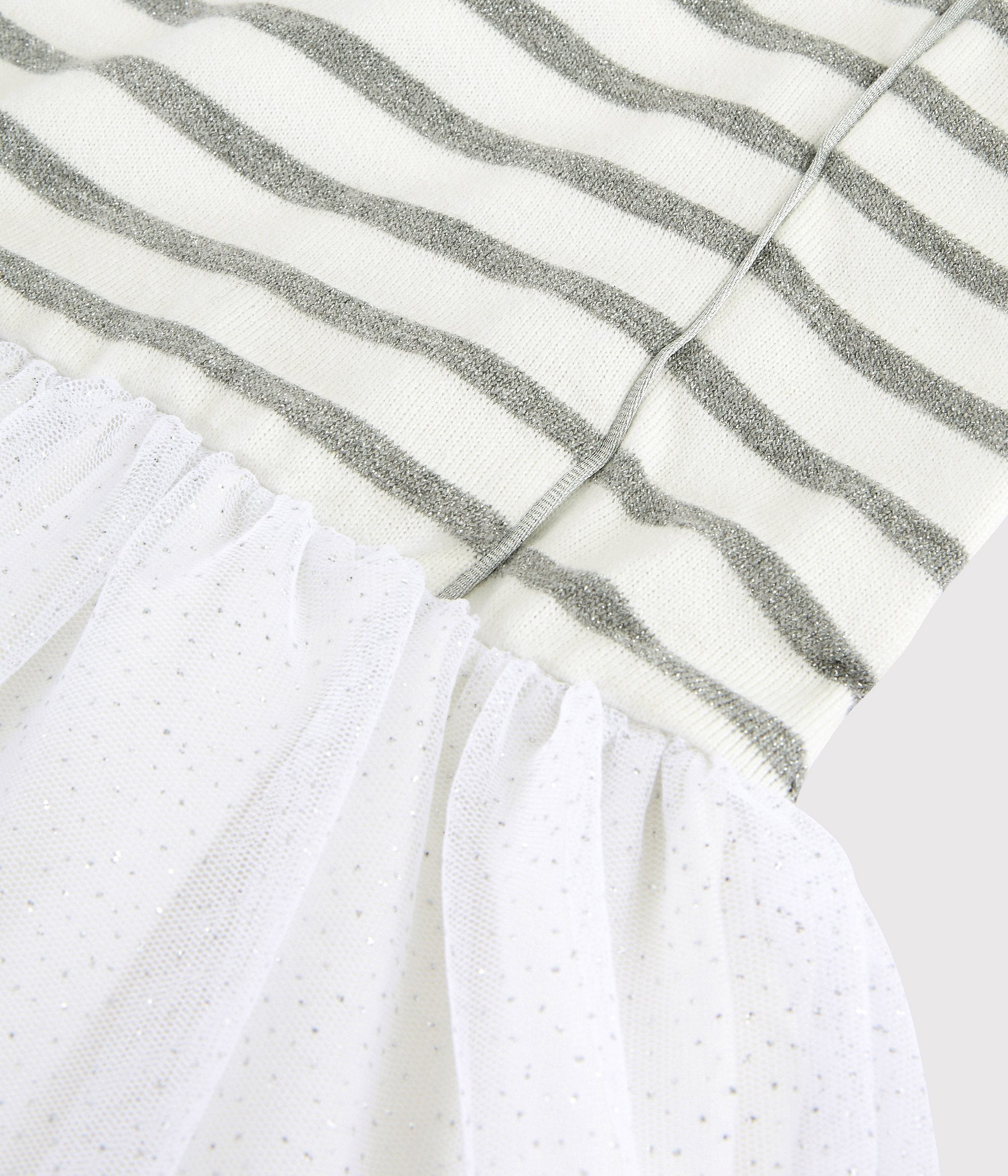 Robe Manches Courtes - Marshmallow / Argent - Enfant Fille