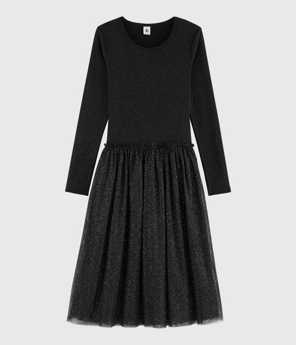 Vestido de manga larga - Negro / Dorado - Mujer