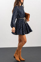 NAVY PENTO PRINT RADIA DRESS