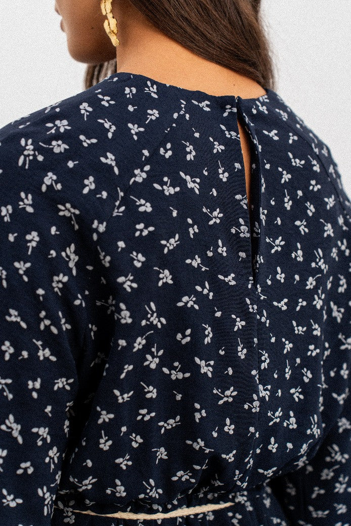 NAVY PENTO PRINT RADIA DRESS
