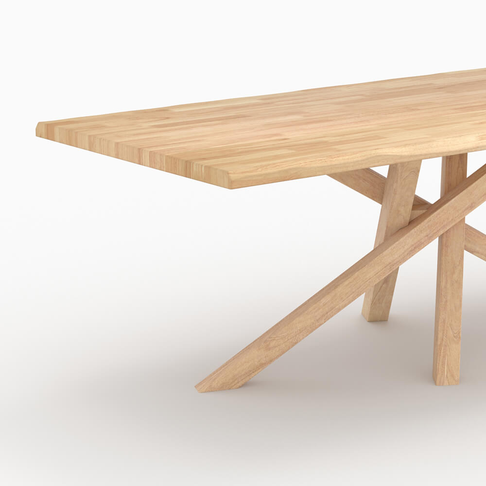 Robin - Rectangular Table in Light Solid Rubberwood for 8 People