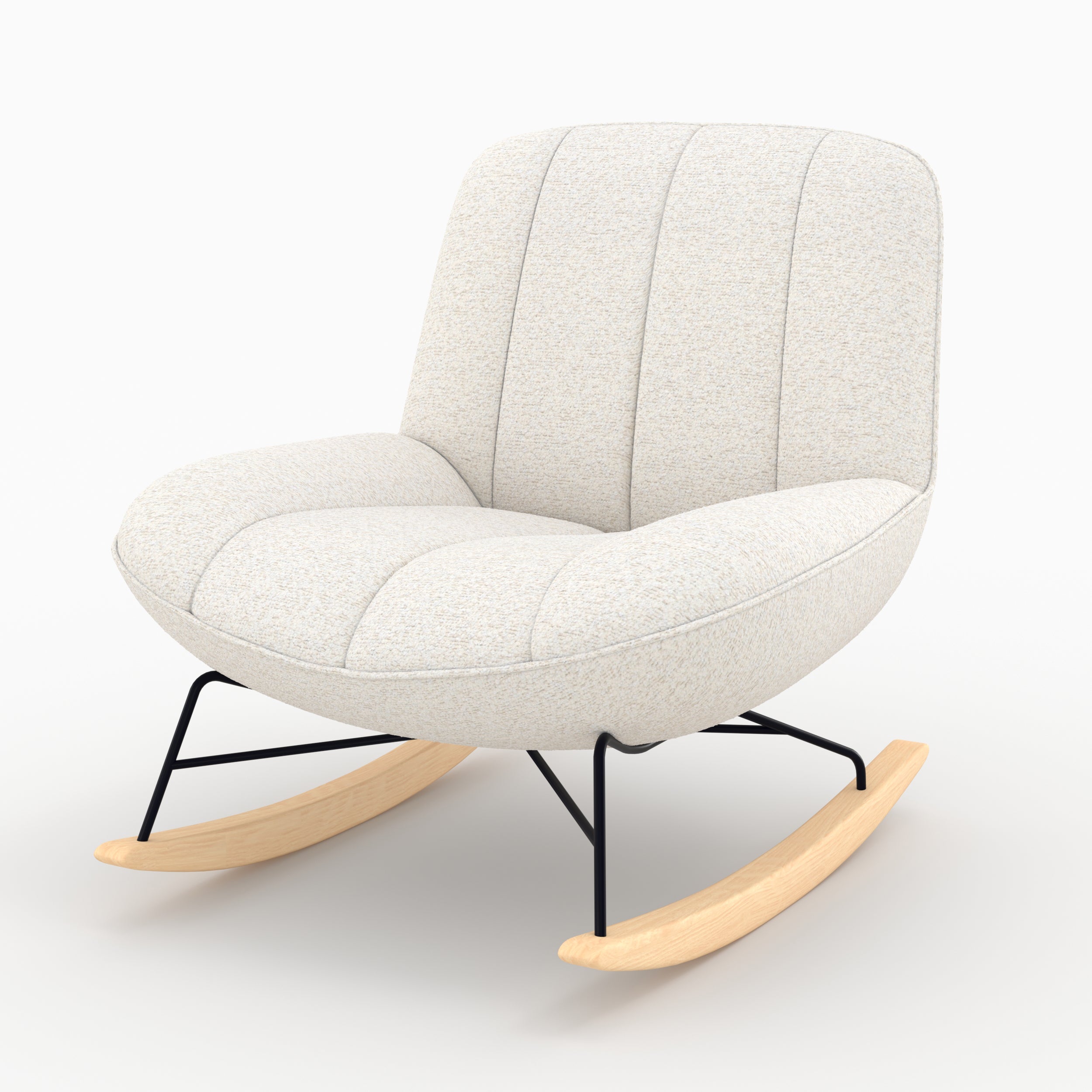 Alvin - Rocking Chair En Tissu Bouclette Blanc Cassé