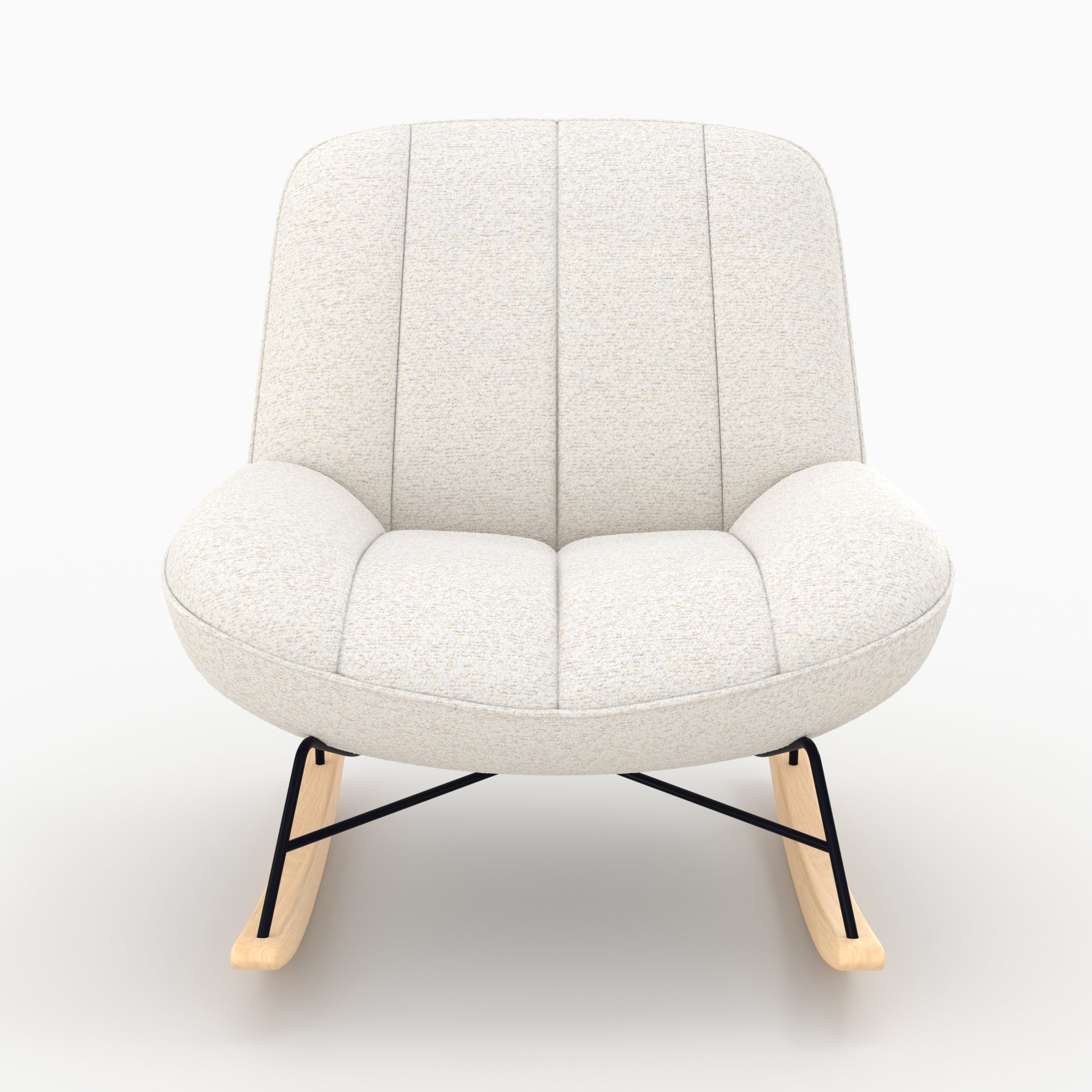Alvin - Rocking Chair En Tissu Bouclette Blanc Cassé
