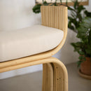Réane - Tabouret En Rotin Et Coussin Blanc
