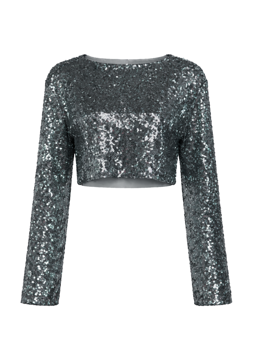 Top Manches Longues Rue Sequin Cropped - Dark Sage Green