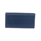 Chanel - Portefeuille Lucky Clover Long Flap Wallet Cuir - Bleu